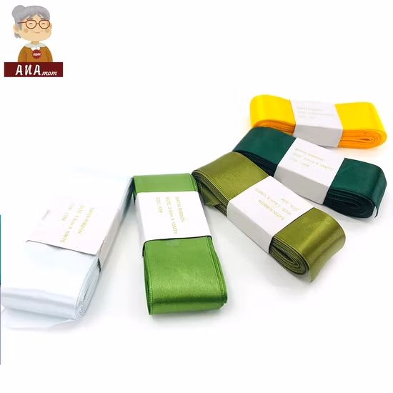 Wholesale Custom Logo Pre Made Luxury Christmas Happy Birthday Wired 100% Polyester 1/2, 1, 2inch Double Sided Ribbon Roll Satin