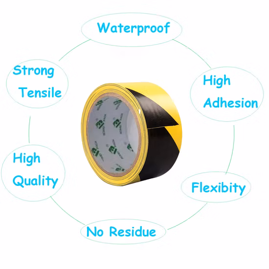 Yellow Black PVC Floor Marking Tape PVC Floor Warning Tape for Parking Land Marking
