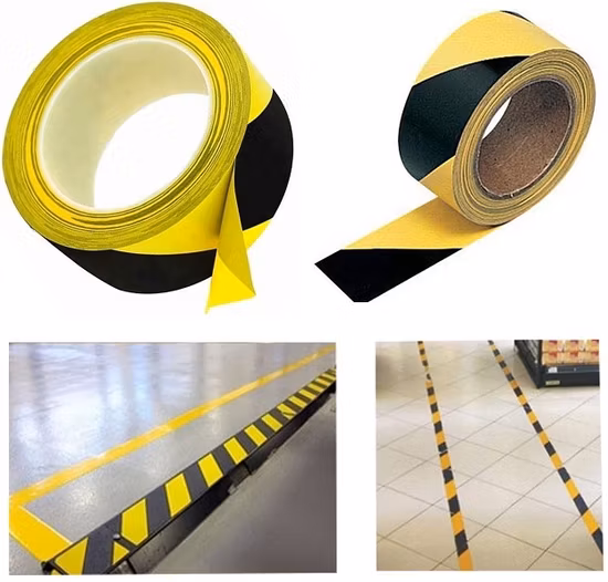 Yellow Black PVC Floor Marking Tape PVC Floor Warning Tape for Parking Land Marking
