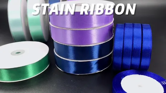 Wholesale Custom Logo Pre Made Luxury Christmas Happy Birthday Wired 100% Polyester 1/2, 1, 2inch Double Sided Ribbon Roll Satin